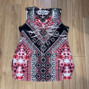 Apt 9 Pink and Black Patterned Blouse with Embellishment